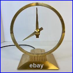 Jefferson Golden Hour Mystery Clock Tested Keeps Time Vintage MCM Art Deco Gold