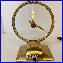 Jefferson Golden Hour Mystery Clock Tested Keeps Time Vintage MCM Art Deco Gold