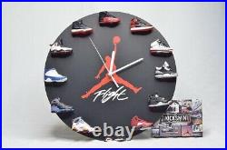 Jordan Clock with 3D Mini Sneakers Air Jordan Sneakers 1 to 12 Black