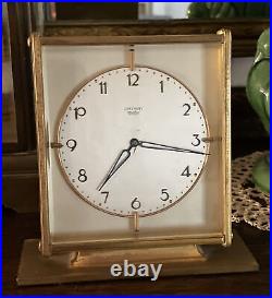 Junghans Meister Desk Clock Art Deco Bauhaus Brass Germany Working 14 Rubis