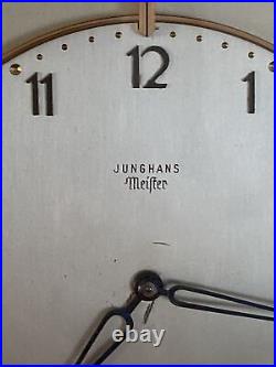 Junghans Meister Desk Clock Art Deco Bauhaus Brass Germany Working 14 Rubis