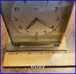 Junghans Meister Desk Clock Art Deco Bauhaus Brass Germany Working 14 Rubis