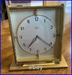 Junghans Meister Desk Clock Art Deco Bauhaus Brass Germany Working 14 Rubis