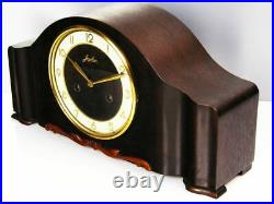 Junghans Pure Art Deco Chiming Mantel Clock Black Forest 2 Woods