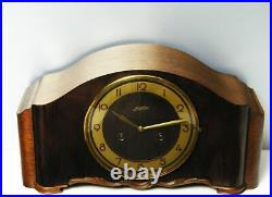 Junghans Pure Art Deco Chiming Mantel Clock Black Forest Germany 2 Woods