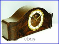 Junghans Pure Art Deco Chiming Mantel Clock Black Forest With Pendulum