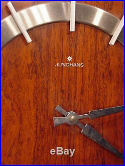 Junghans Retro vintage wooden Design brass pendulum antique wall clock Art Deco