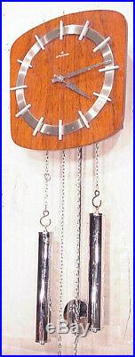 Junghans Retro vintage wooden Design brass pendulum antique wall clock Art Deco