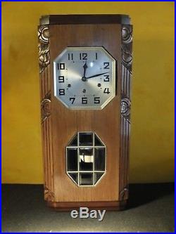 Junghans Westminster Regulator Wanduhr clock 8/8 art deco Pfeilkreuz 64