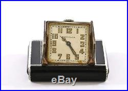 Kreisler Swiss Travel Clock Watch Art Deco Sterling Silver Egg Shell Enamel