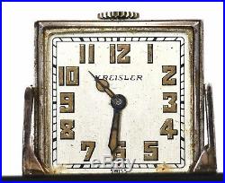 Kreisler Swiss Travel Clock Watch Art Deco Sterling Silver Egg Shell Enamel
