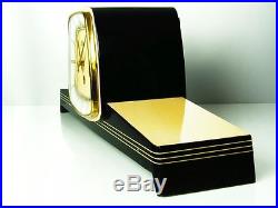 LATER ART DECO BLACK WESTMINSTER CHIMING MANTEL CLOCK from ZENTRA HERMLE