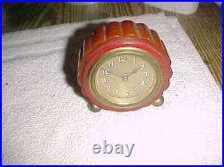 LUX RARE 2 COLOR BAKELITE Catalin CLOCK BUTTERSCOTCH and RED SCARCE