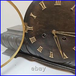 Large 1920s Art Deco Napoleon Hat Mantel Clock Mahogany Inlaid