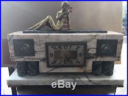 Large Art Deco Period French Marble Clock