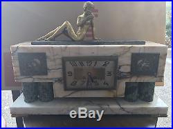 Large Art Deco Period French Marble Clock