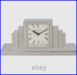 Large Art Deco Plaza Nickel Mantel Clock