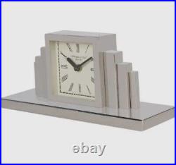 Large Art Deco Plaza Nickel Mantel Clock