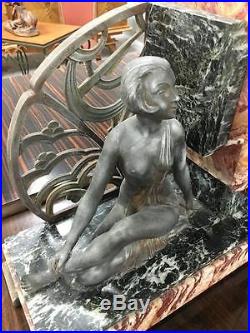 Large French Art Deco Clock Deco GirlsSculpture, circa 1940s