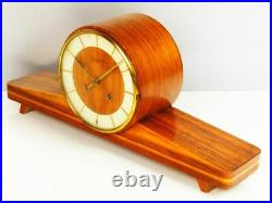 Later Art Deco Chiming Mantel Clock Junghans Black Forest Germany From 50's