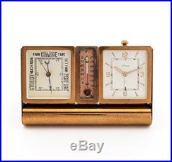 LeCoultre clock with 8 day movement, weather station, alarm, art deco, 1940s