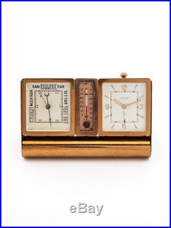 LeCoultre clock with 8 day movement, weather station, alarm, art deco, 1940s