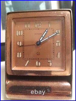Lecoultre 1940's Vtg Art Deco Swiss Made Travel Clock Grt Cond Still Working