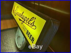 Leinenkugel's Beer Reverse Glass Clock Light Sign Motion Art Deco Ohio Wisconsin