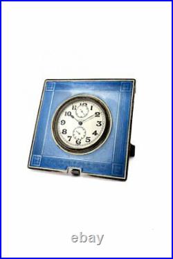 Longines Little 8 days Tdesk travel clock blue enamel art deco case
