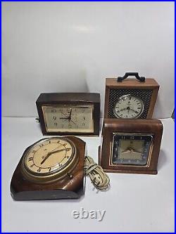 Lot 4 Vintage Telechron Electric Model 3H151 2H51 7HA188 Desk Clock Art Deco