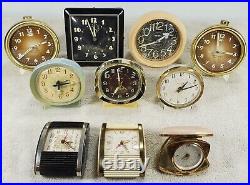 Lot of 10 Antique Westclox Baby Ben Big Ben Vintage Alarm Clocks Art Deco Futura