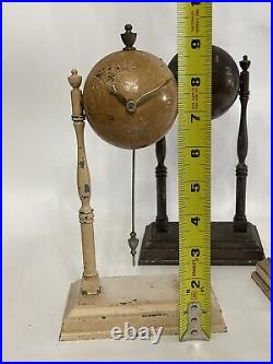 Lot of 3 Vintage Antique 1930's Globe Clock Co GCC Ball Desk Clocks As-is Parts