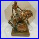 Lux Nobility De Luxe Electric Mantle Clock Lamp Rider on Bronc Heavy Material