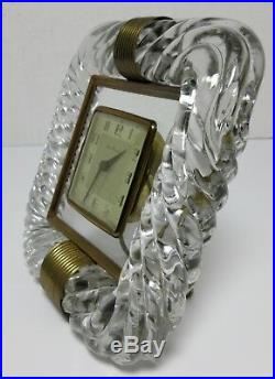 MURANO GLASS ROPE TWIST DESK MANTLE CLOCK ART DECO 1930s BAROVIER