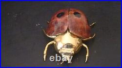 Maitland Smith (style) Lady Bug Polished Brass And Penshell Clock