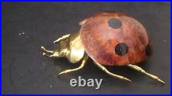 Maitland Smith (style) Lady Bug Polished Brass And Penshell Clock