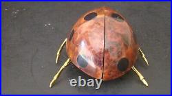 Maitland Smith (style) Lady Bug Polished Brass And Penshell Clock