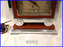 Manning-Bowman Art Deco Chrome/Butterscotch Catalin Electric Clock Beautiful