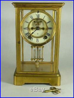 Mantle Clock ANSONIA BRASS AND GLASS MANTLE CLOCK