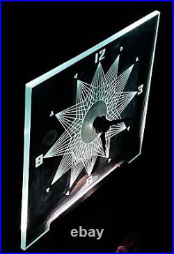 Mastercrafters Glass Starlight Starburst Electric Desk Clock Lamp Light Vtg Mcm
