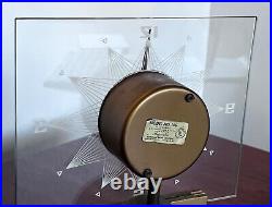 Mastercrafters Glass Starlight Starburst Electric Desk Clock Lamp Light Vtg Mcm