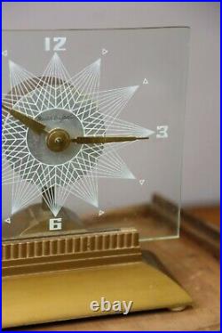Mastercrafters Starlite Clock Art Deco Light Up Mid Century Modern Vintage glass