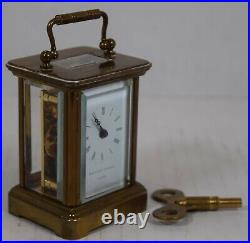 Matthew Norman Miniature Brass Carriage Clock with Swiss 8 Day Jeweled Movement
