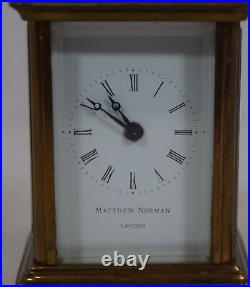 Matthew Norman Miniature Brass Carriage Clock with Swiss 8 Day Jeweled Movement