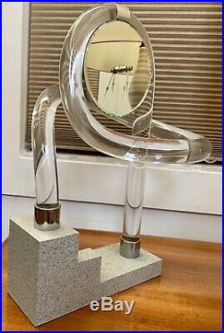Mid Century Dorothy Thorpe Lucite Mantle Clock Art Deco Hollis Springer Style