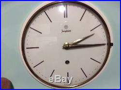 Mid Century Modern Art Deco Wall Clock by Junghans Germany Pistachio And White