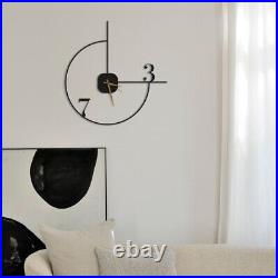 Minimalist Metal Oversize Wall Clock Silent Quartz Mechanism, Art Deco, Gift