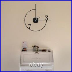 Minimalist Metal Oversize Wall Clock Silent Quartz Mechanism, Art Deco, Gift