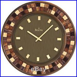 Mosaic Tile Wall Clock Bronze Finish Home Art Deco Round Office Living Room NEW