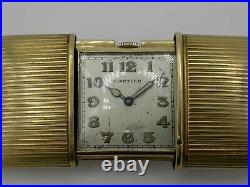 Movado For Cartier Art Deco'ermeto' Clock In 18k Gold